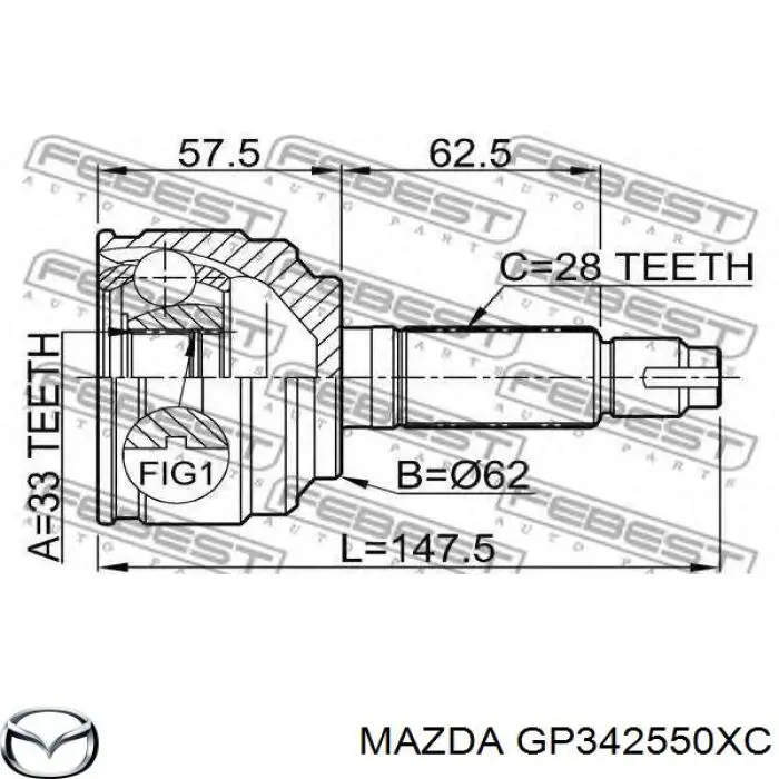 GP342550XC Mazda Półoś napędowa przednia prawa