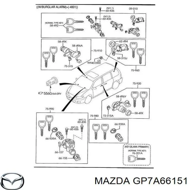GP7A66151 Mazda Kostka stacyjki zapłonowej