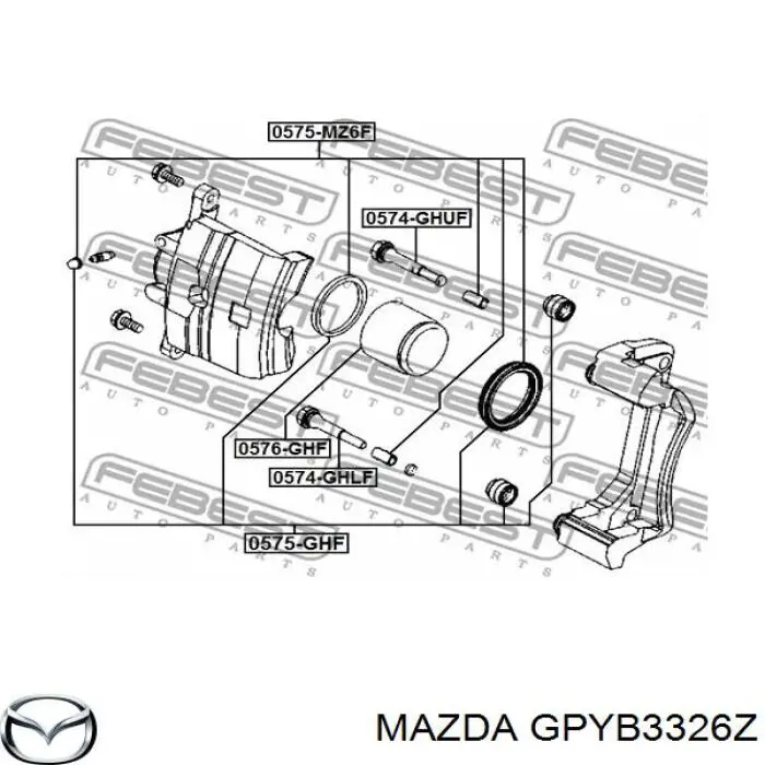 Zestaw naprawczy zacisku hamulcowego przedniego Mazda GPYB3326Z cena, od 13,07 USD
