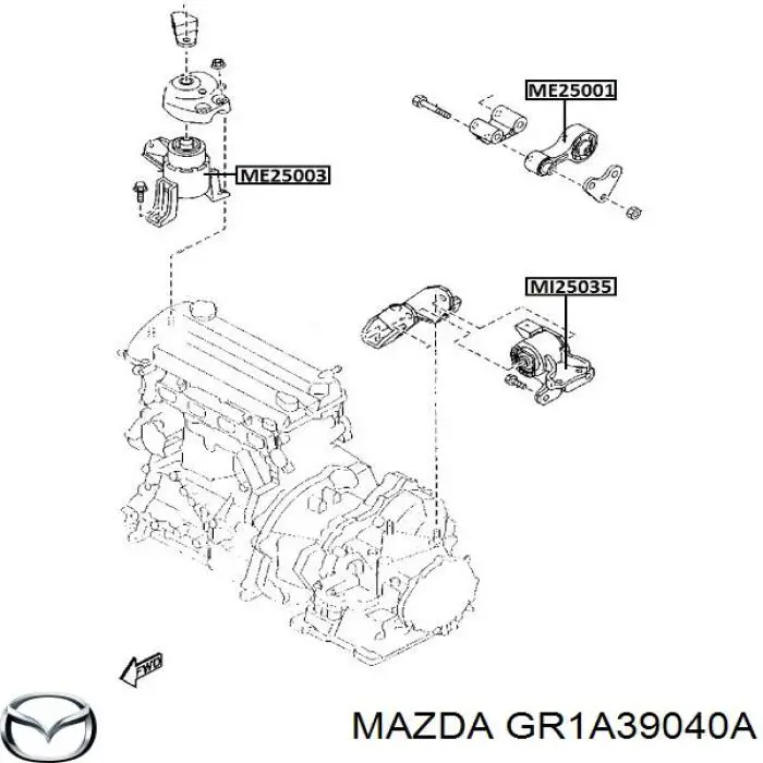 GR1A39040A Mazda Poduszka (podpora) silnika tylna