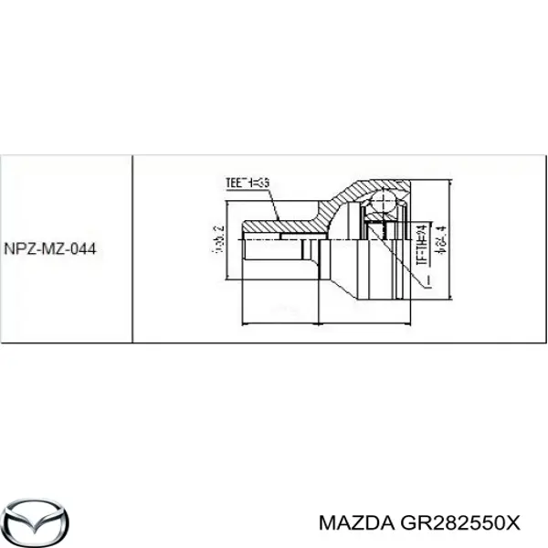 GR282550X Mazda Półoś napędowa przednia prawa