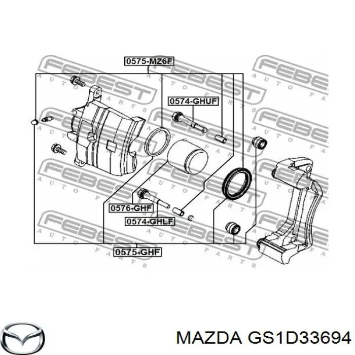 Prowadnica zacisku przedniego górna Mazda GS1D33694 cena, od 14,32 USD