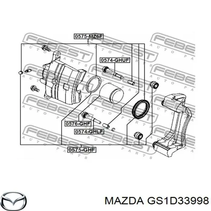 Prowadnica zacisku przedniego dolna Mazda GS1D33998 cena, od 13,64 USD