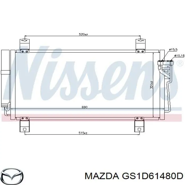 Chłodnica klimatyzacji Mazda GS1D61480D cena, od 97,87 USD