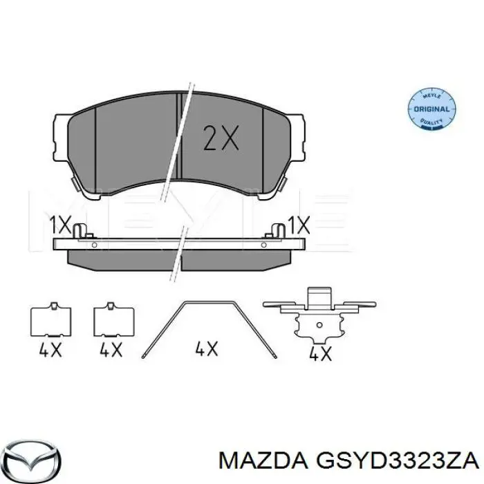 Klocki hamulcowe przednie tarczowe Mazda GSYD3323ZA cena, od 15,53 USD