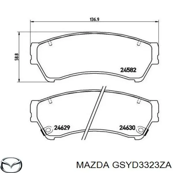 Do koszyka GSYD3323ZA Mazda Klocki hamulcowe przednie tarczowe