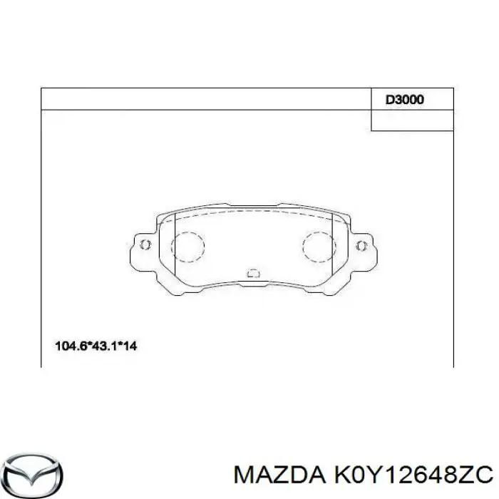 Okładziny (klocki) do hamulców tarczowych tylne Mazda K0Y12648ZC cena, od 16,87 USD