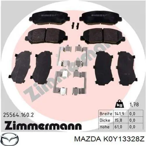 Klocki hamulcowe przednie tarczowe Mazda K0Y13328Z cena, od 26,01 USD