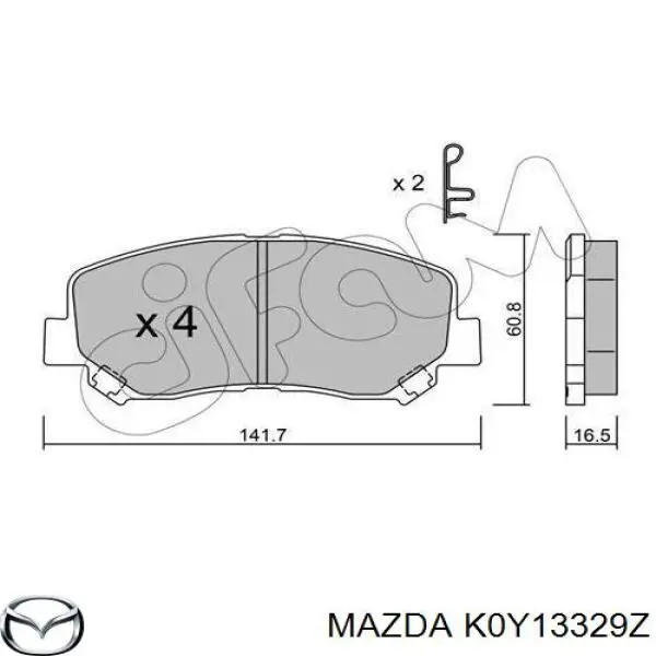 K0Y13329Z Mazda klocki hamulcowe przednie tarczowe
