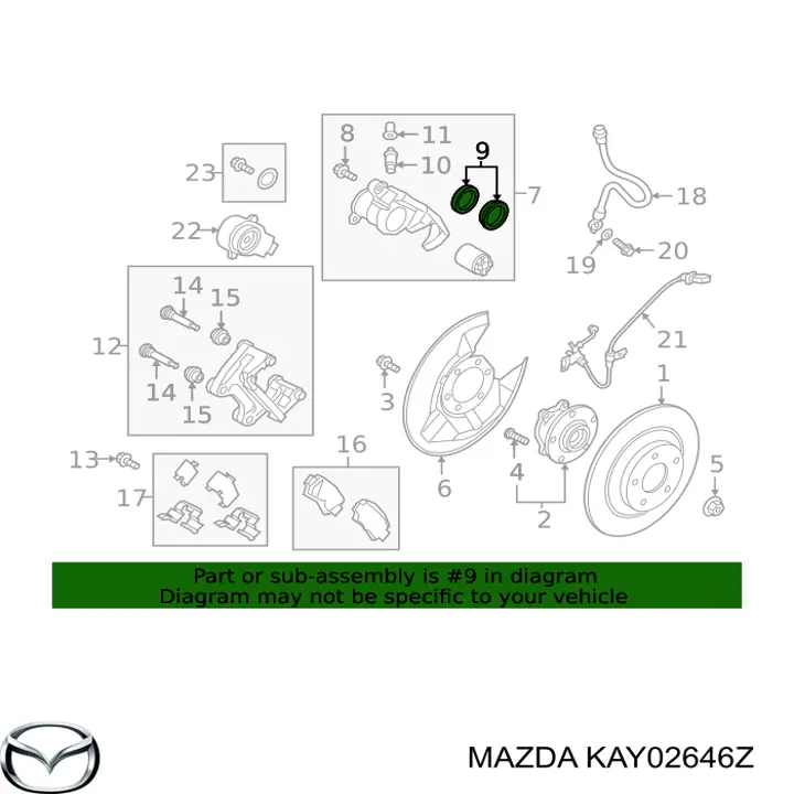 Do koszyka K0Y12646Z Mazda Zestaw naprawczy zacisku hamulcowego tylnego