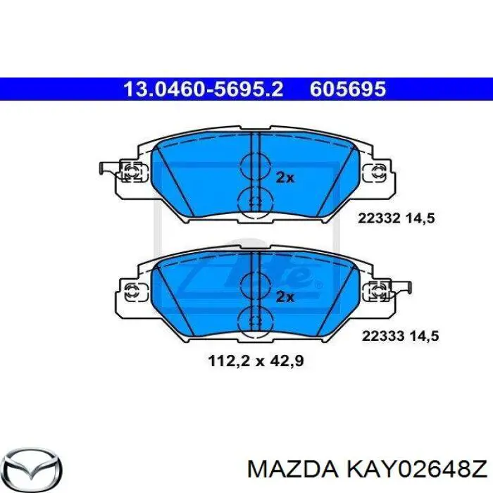 Okładziny (klocki) do hamulców tarczowych tylne KAY02648Z Mazda