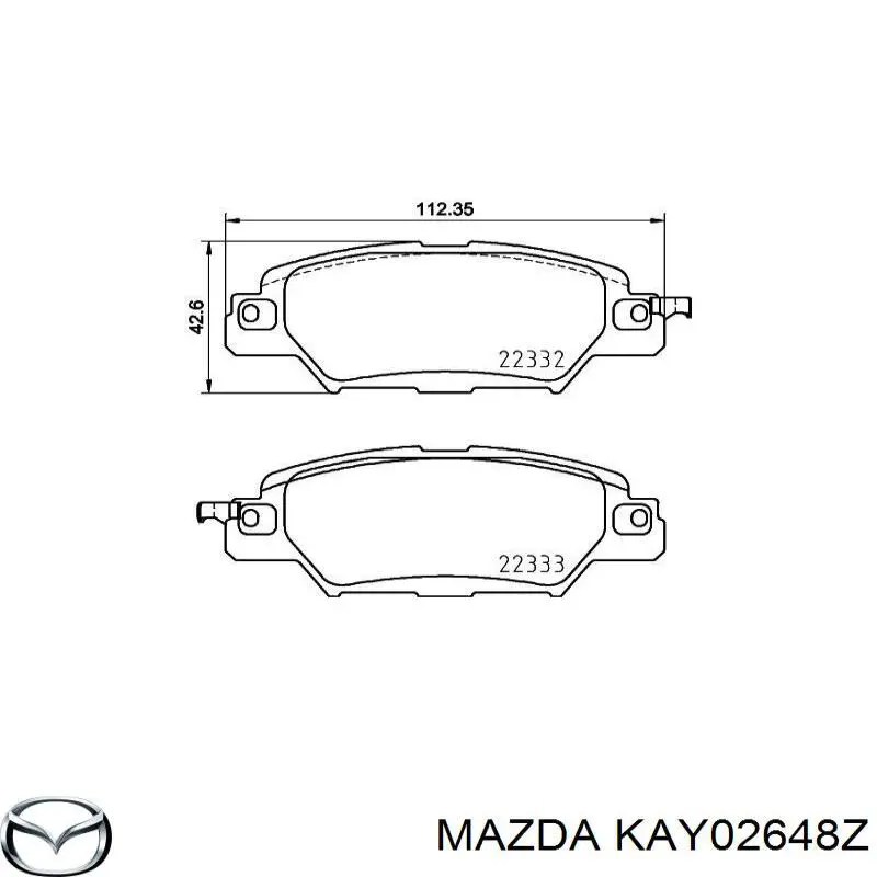 KAY02648Z Mazda Okładziny (klocki) do hamulców tarczowych tylne