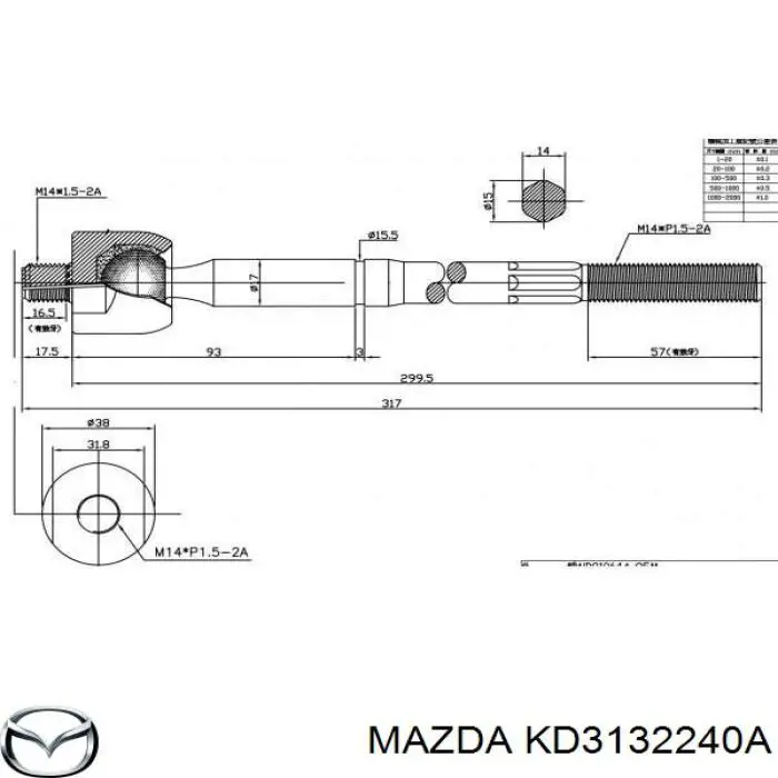 Do koszyka KD3132240A Mazda Drążek kierowniczy