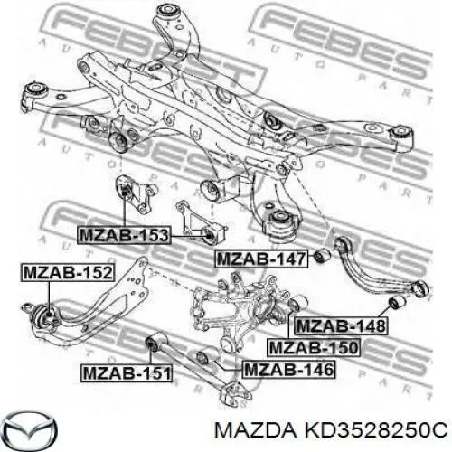 KD3528250C Mazda Wahacz (drążek) zawieszenia tylnego podłużny dolny lewy