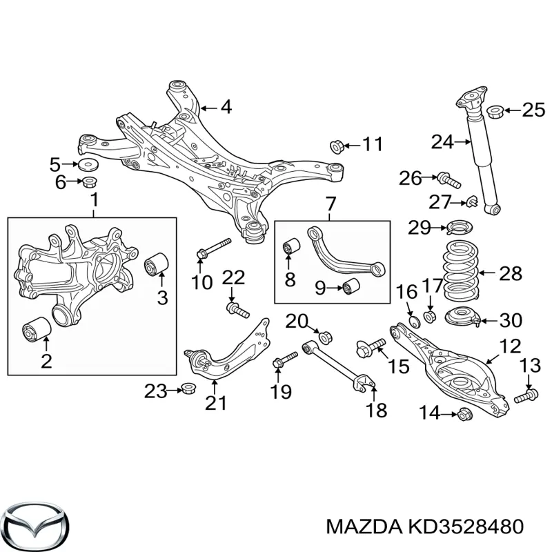Silentblock wahacza tylnego górnego Mazda KD3528480 cena, od 15,27 USD