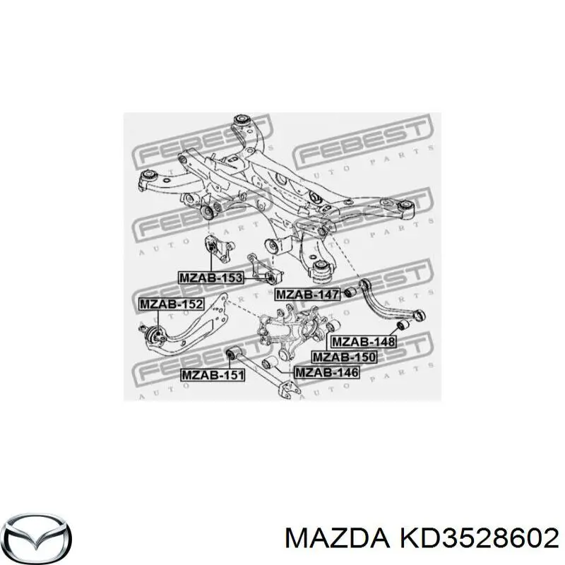 Do koszyka KD3528602 Mazda Silentblock czopu tylnego