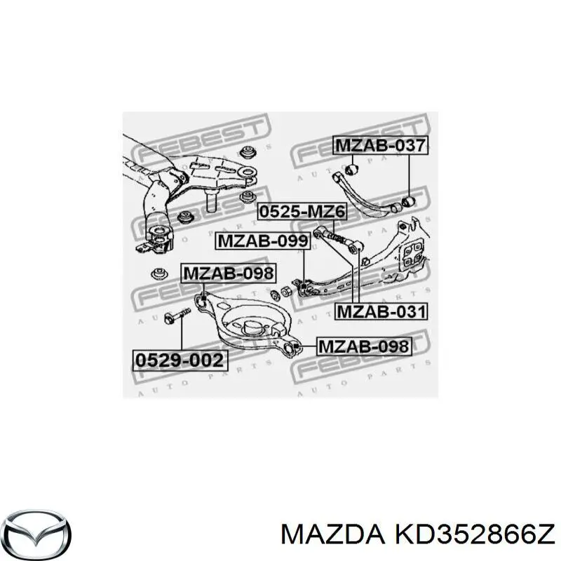Śruba regulacji tylnego wahacza (dla zbieżności), wewnętrzny Mazda KD352866Z cena, od 11,88 USD