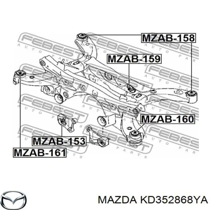 KD352868YA Mazda Wspornik (trawers) tylnego reduktora lewy