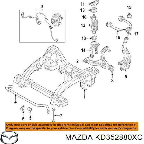 Korpus osi tylnej Mazda KD352880XA cena, od 105,11 USD