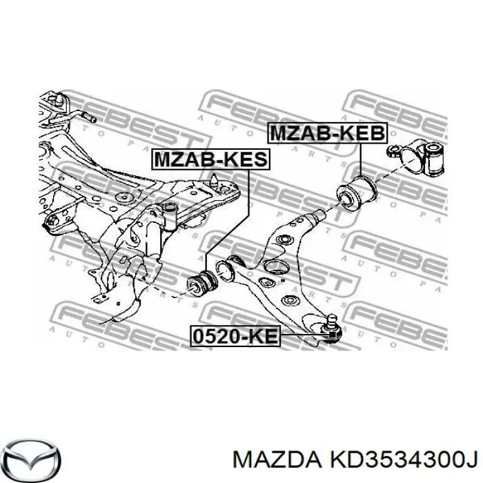 KD3534300J Mazda Wahacz zawieszenia przedniego dolny prawy