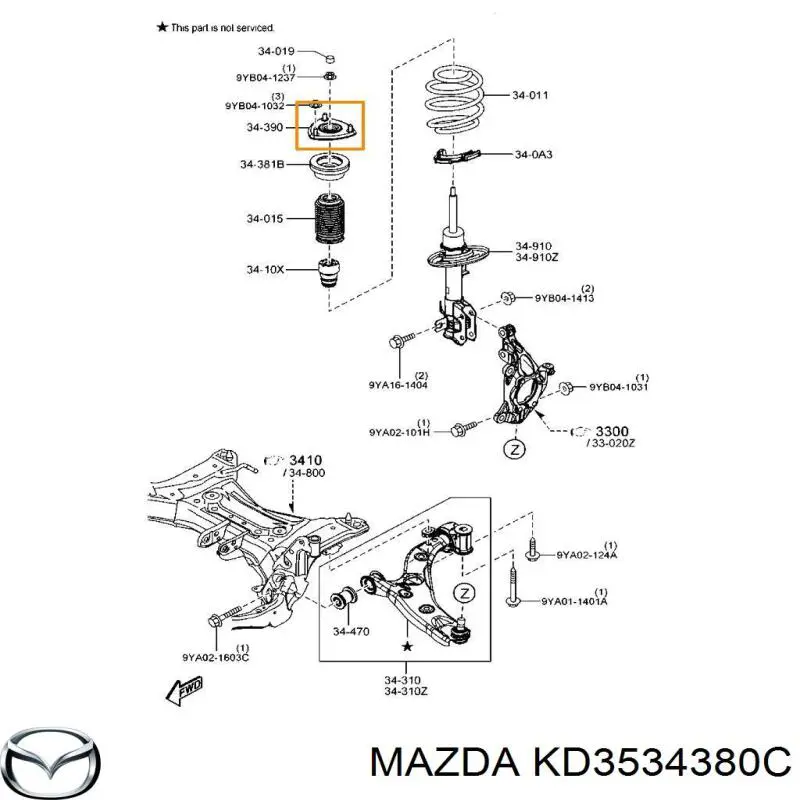 KD3534380C Mazda poduszka amortyzatora przedniego