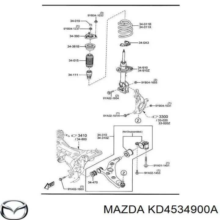 KD4534900A Mazda Amortyzator przedni lewy