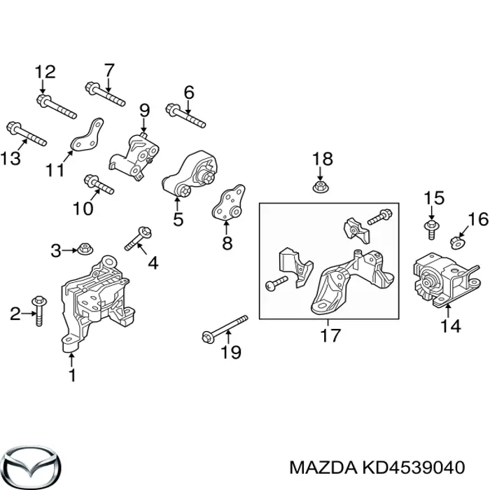 KD4539040 Mazda Poduszka (podpora) silnika tylna