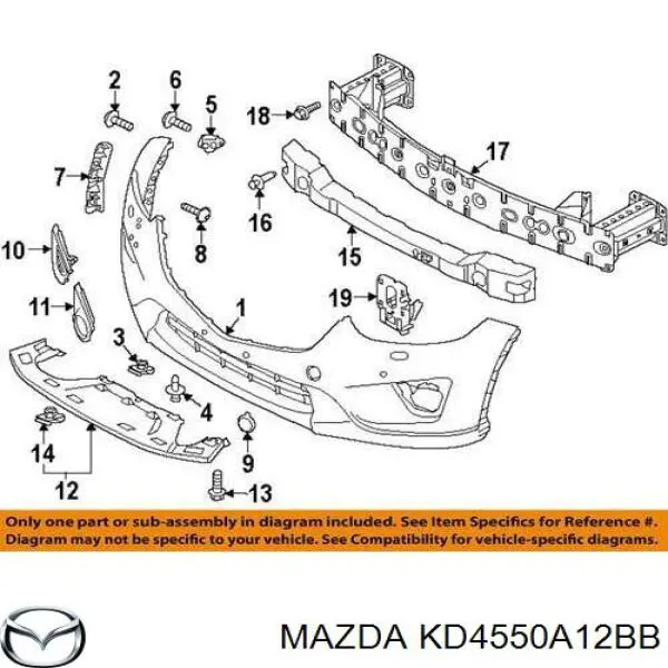 KD4550A12BB Mazda Zaślepka haku holowniczego zderzaka przednia
