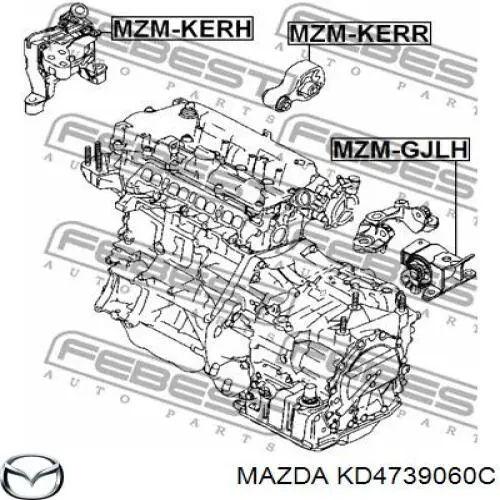Poduszka (podpora) silnika prawa Mazda KD4739060C cena, od 102,71 USD