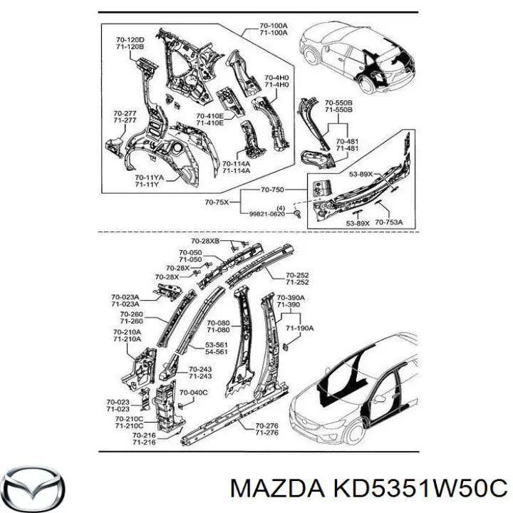 Poszerzenie (nakładka) reperaturki tylnego błotnika prawy Mazda KD5351W50C cena, od 109,31 USD