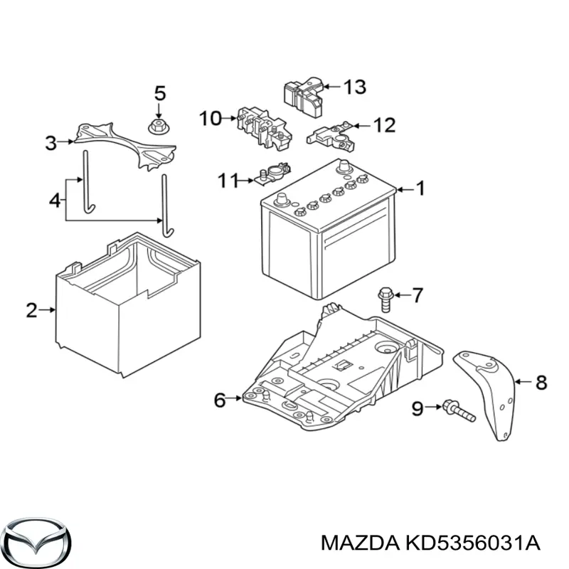 Mocowanie (podstawa) akumulatora Mazda KD5356031A cena, od 7,86 USD