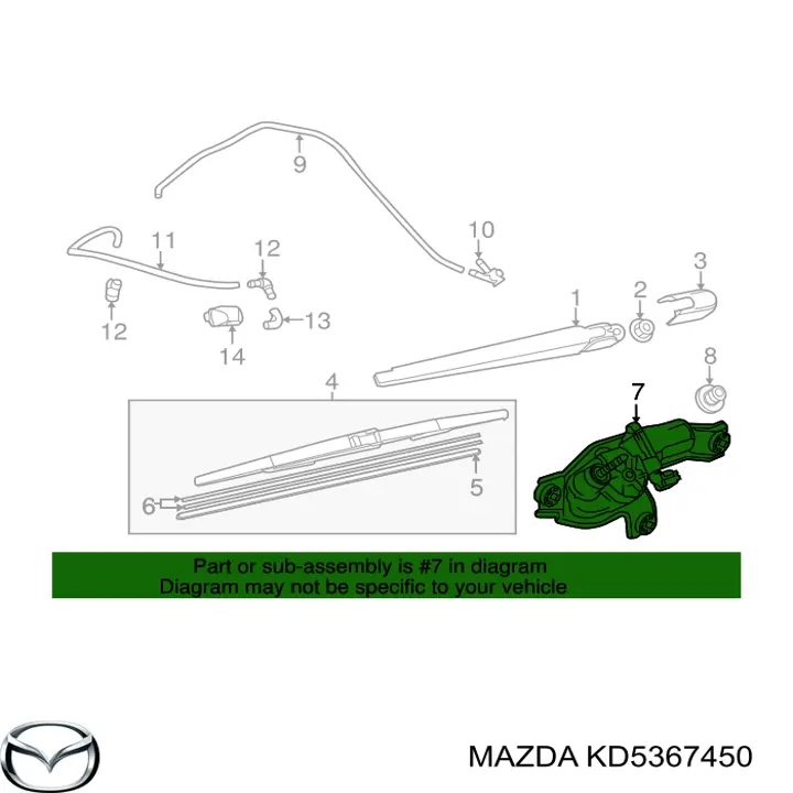 Silniczek wycieraczki tylnej szyby do Mazda CX-5 I KE, GH