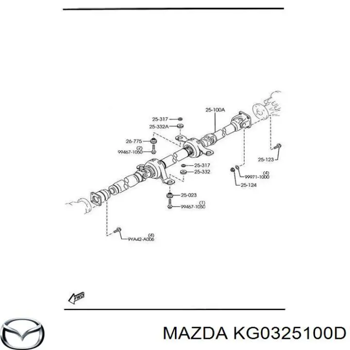 KG0325100D Mazda Wał Cardana tylny, kompletny