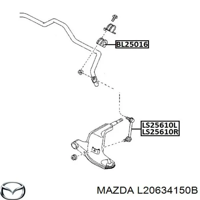 Łącznik stabilizatora przedniego prawy Mazda L20634150B cena, od 12,06 USD