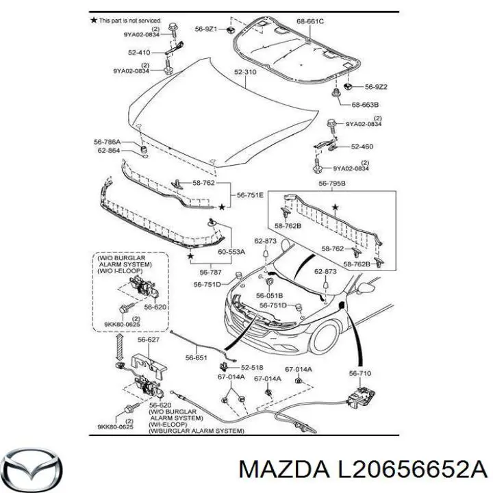 Spinka podpory maski Mazda CX-3 (DK)