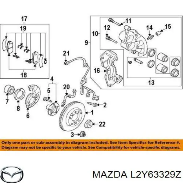 Do koszyka L2Y63329Z Mazda Klocki hamulcowe przednie tarczowe