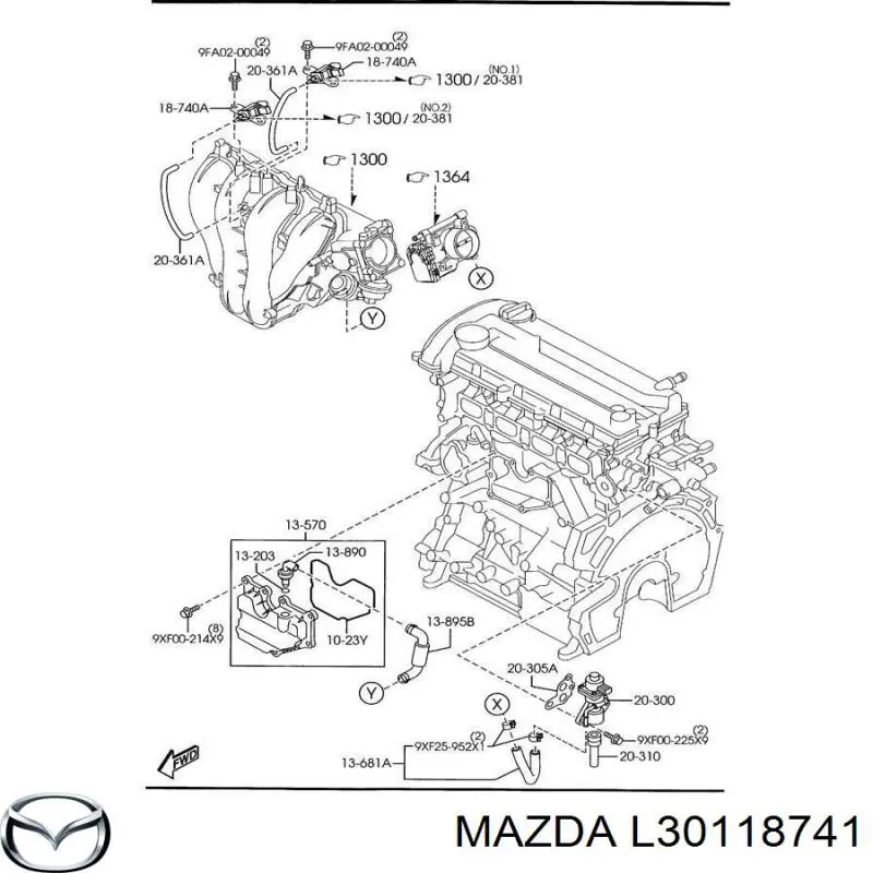 Do koszyka L30118741 Mazda Przetwornik ciśnienia (solenoid) doładowania