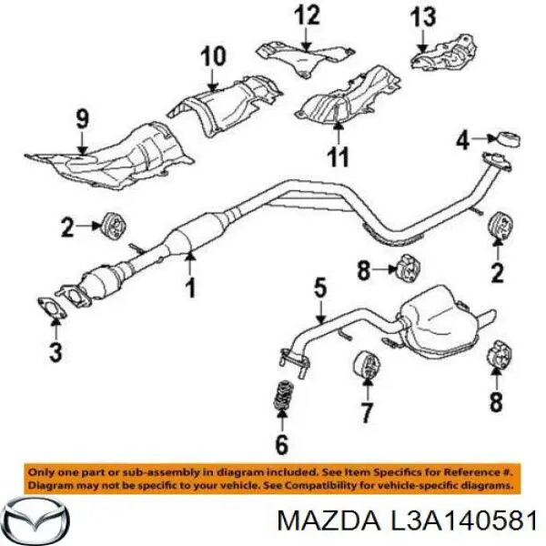 Do koszyka L3A140581 Mazda Uszczelka rury odbiornika tłumika