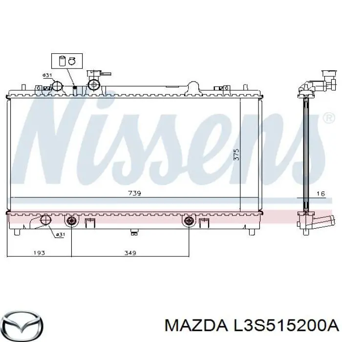 Chłodnica silnika L3S515200A Mazda