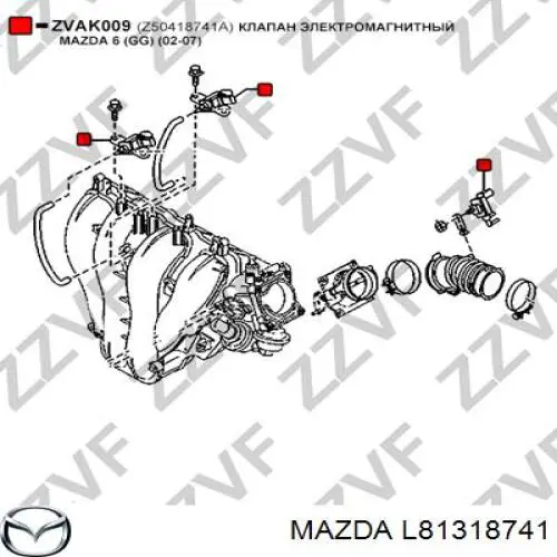 L81318741 Mazda Zawór odpowietrzający zbiornika paliwa