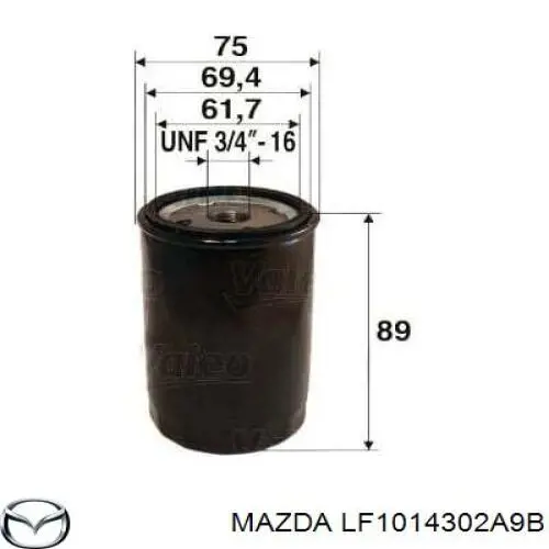 Do koszyka LF1014302A9B Mazda Filtr oleju