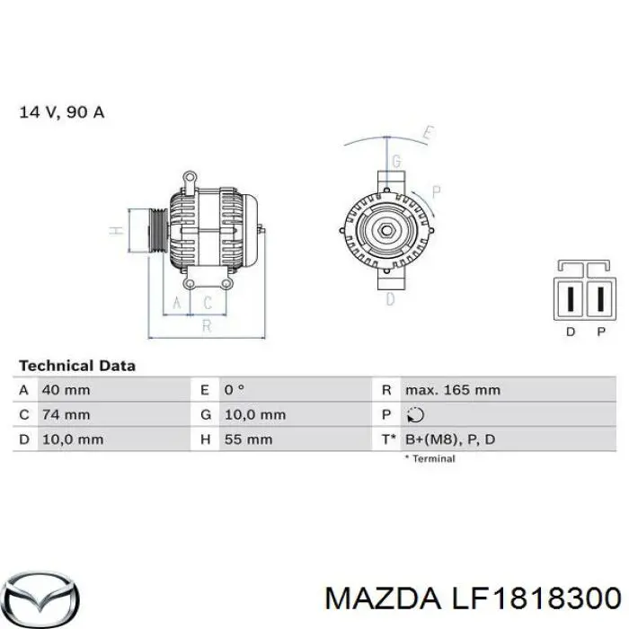 Alternator LF1818300 Mazda