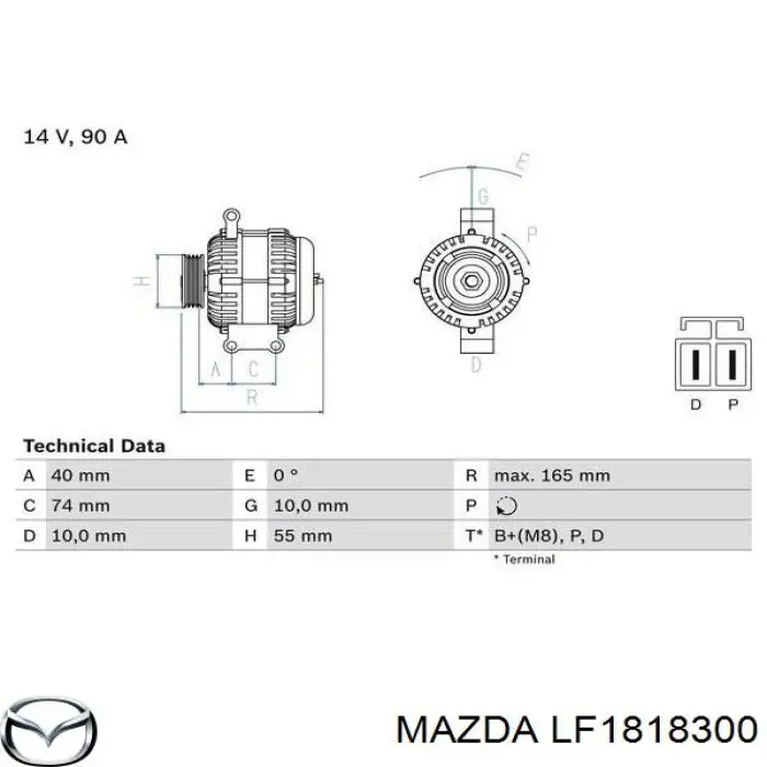 Alternator Mazda LF1818300 cena, od  