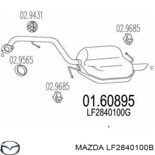 Tłumik, tylna część Mazda LF2840100B cena, od 120,24 USD