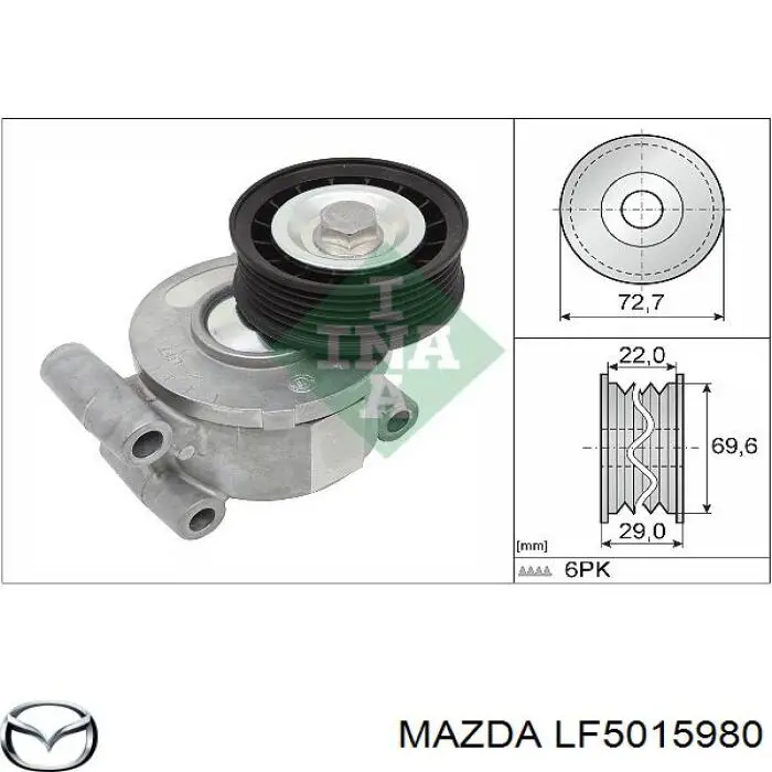 Do koszyka LF5015980 Mazda Napinacz paska napędowego