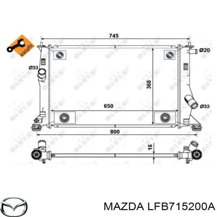 LFB715200A Mazda Chłodnica silnika