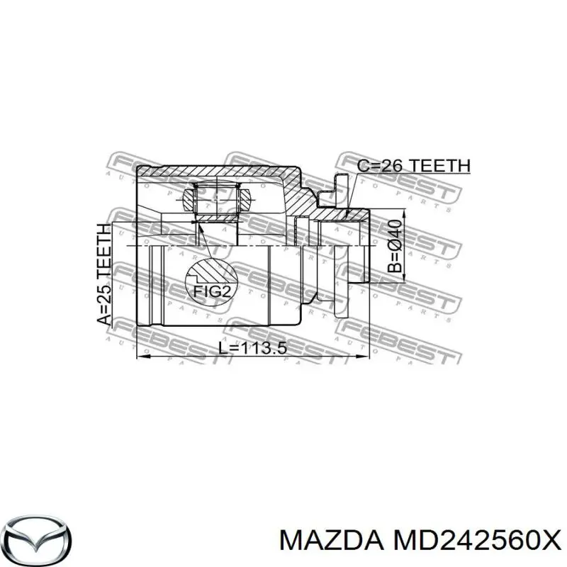 Przegub homokinetyczny wewnętrzny przedni lewy Mazda MD242560X cena, od 56,34 USD