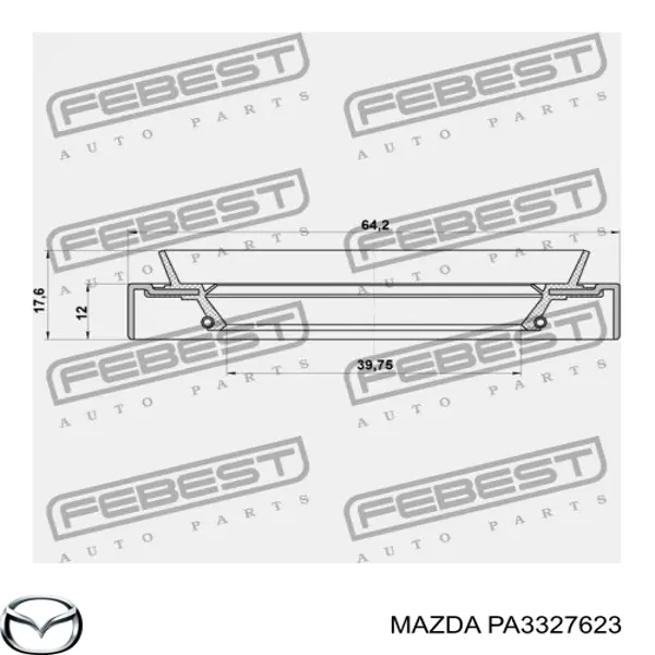 Uszczelniacz półosi mostu przedniego Mazda PA3327623 cena, od 5,70 USD