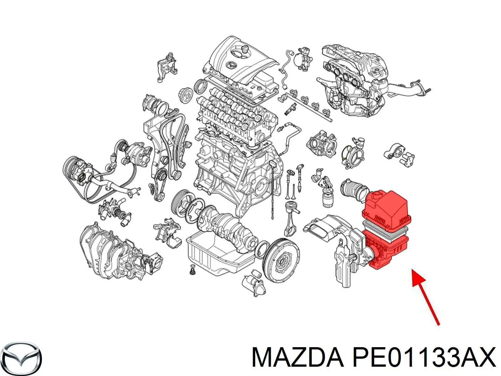 Obudowa filtra powietrza górna część Mazda PE01133AX cena, od 17,80 USD