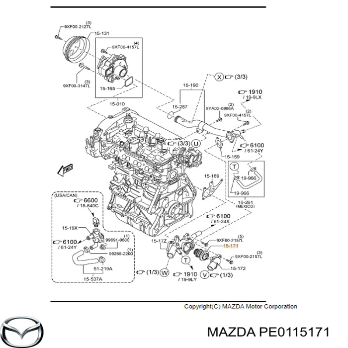 Termostat Mazda PE0115171 cena, od 16,66 USD